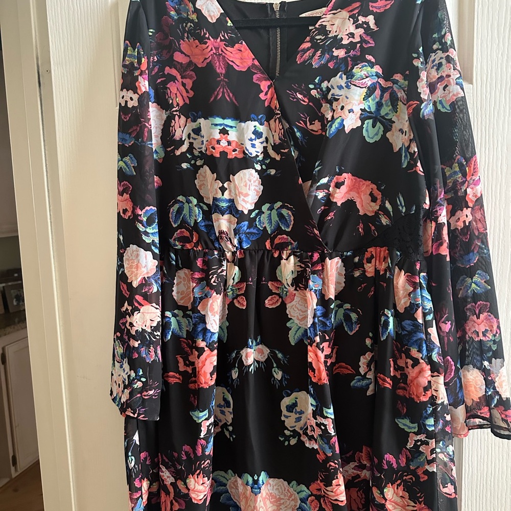 Black floral dress. Fully lined.